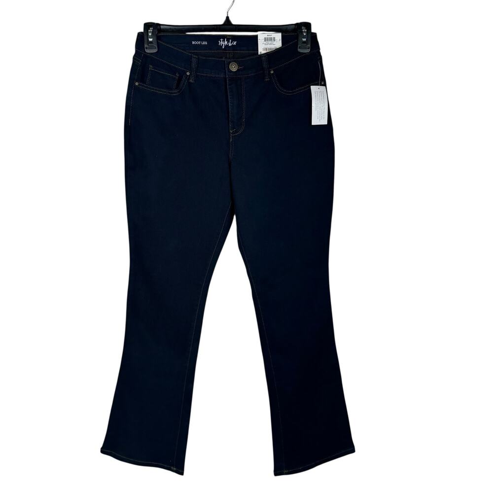 Style & Co SZ 10 Boot Leg Bootcut Jeans Mid-Rise Stretch Pockets Zip-Fly Blue